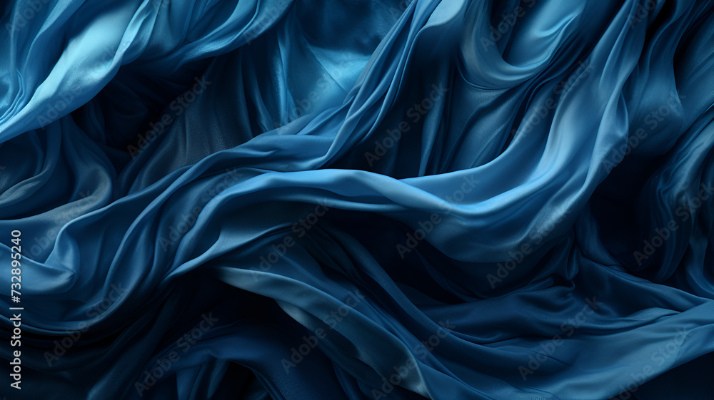 Obraz premium Blue Depths: Texture of Rough and Wrinkled Paper in Photographic Style