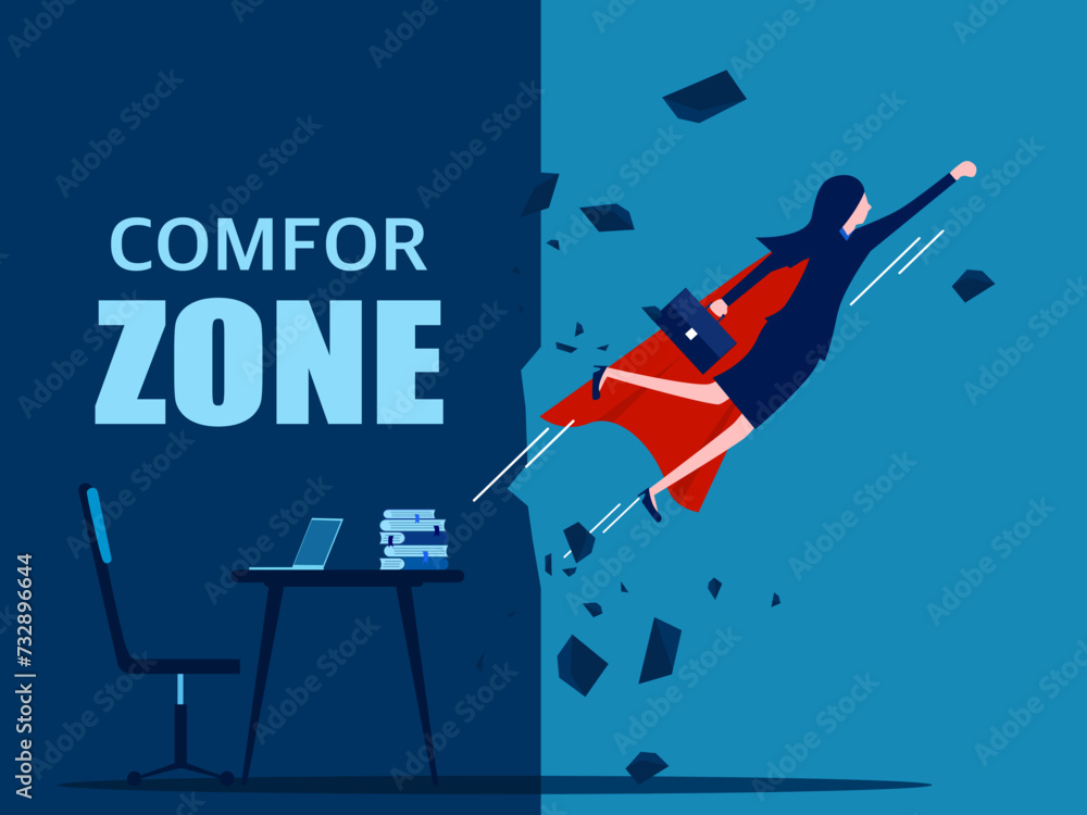 Businessman leaves comfort zone. vector