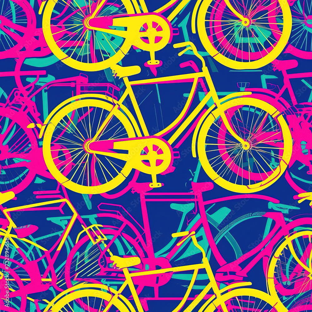 Fototapeta premium Bicycle pop art cartoon repeat pattern