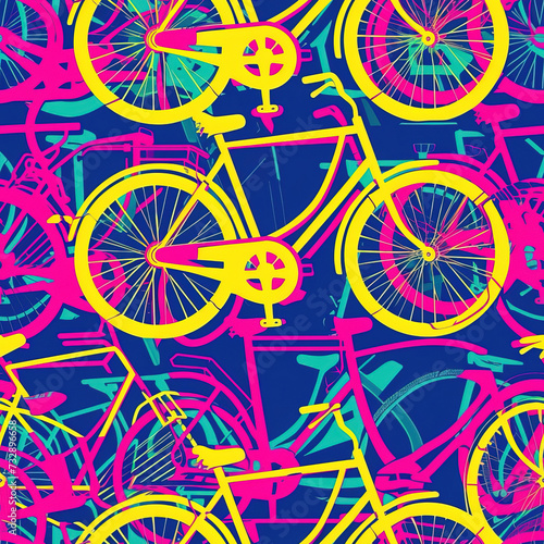 Bicycle pop art cartoon repeat pattern