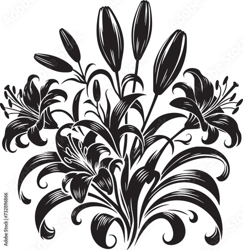 Elegant Lily Arrangement in Black and White