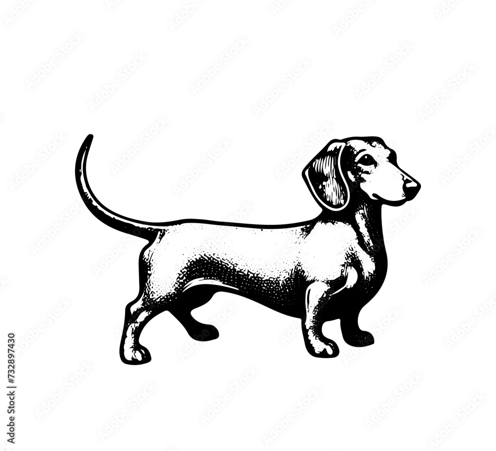 Dachshund Dog hand drawn vector illustration graphic asset