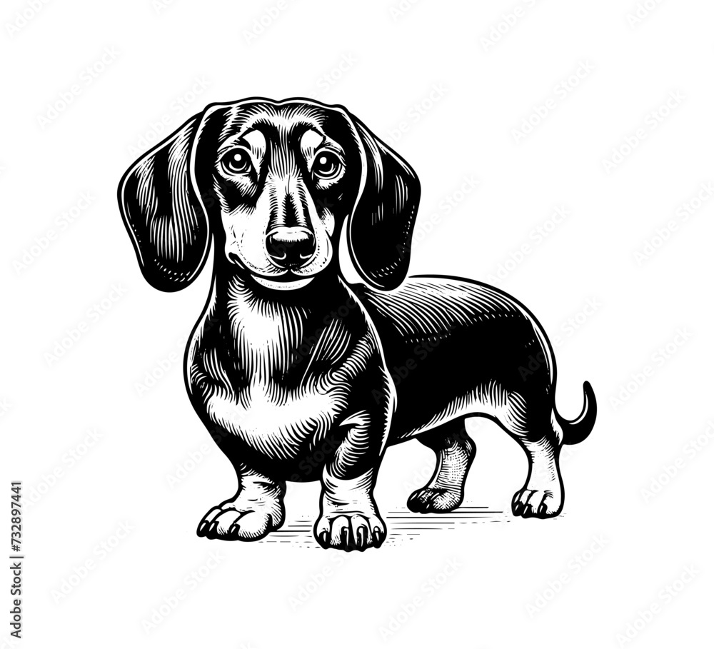Dachshund Dog hand drawn vector illustration graphic asset
