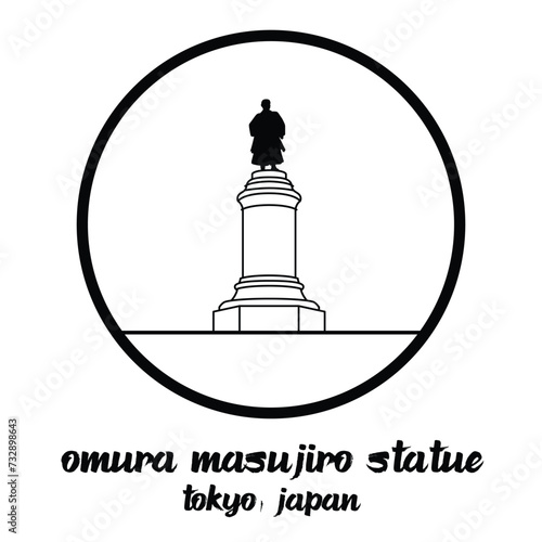 Circle Icon Omura Masujiro Statue. Vector illustration