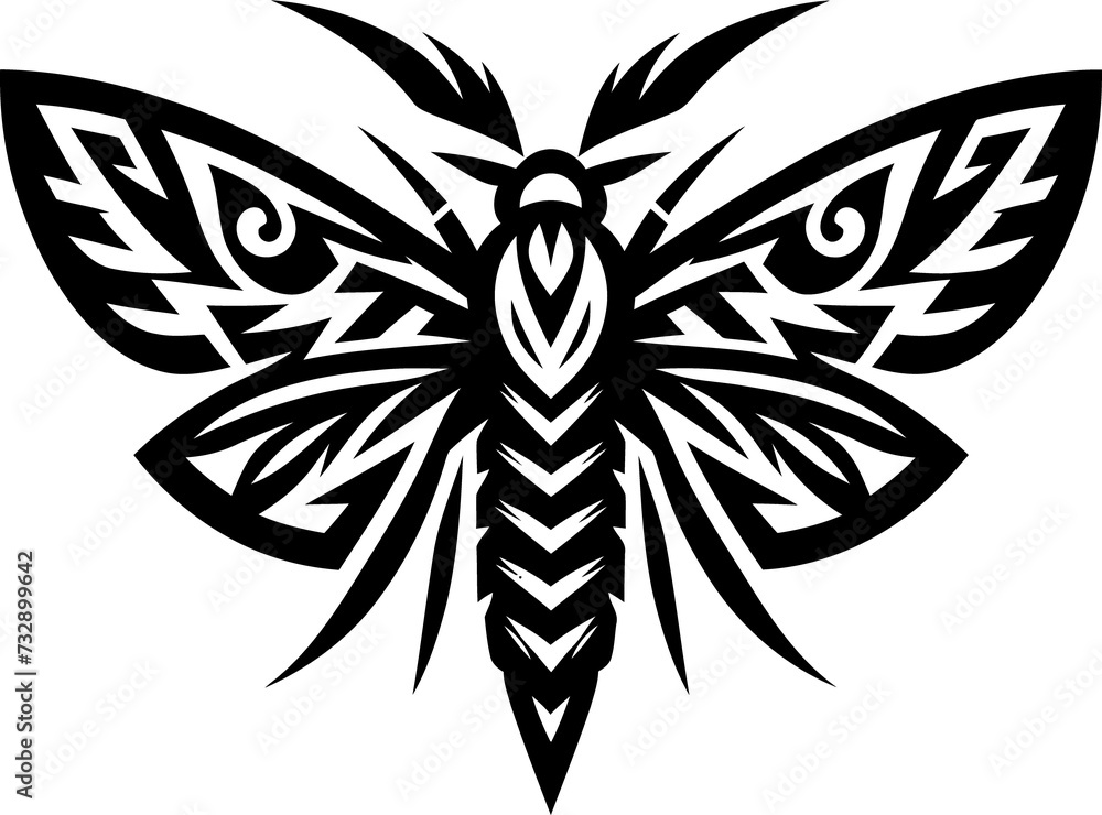 modern tribal tattoo moth, abstract line art of animals, minimalist contour. Vector modern tribal tattoo moth, abstract line art of animals, minimalist contour. Vector