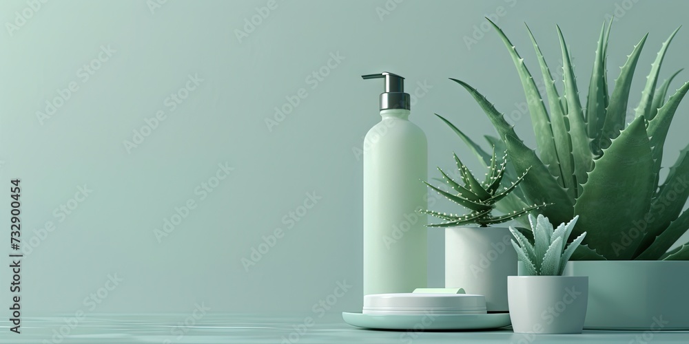 Aloe vera plants with blank lotion concept for beauty and skincare. Aloe vera plants with blank lotion concept for beauty and skincare.