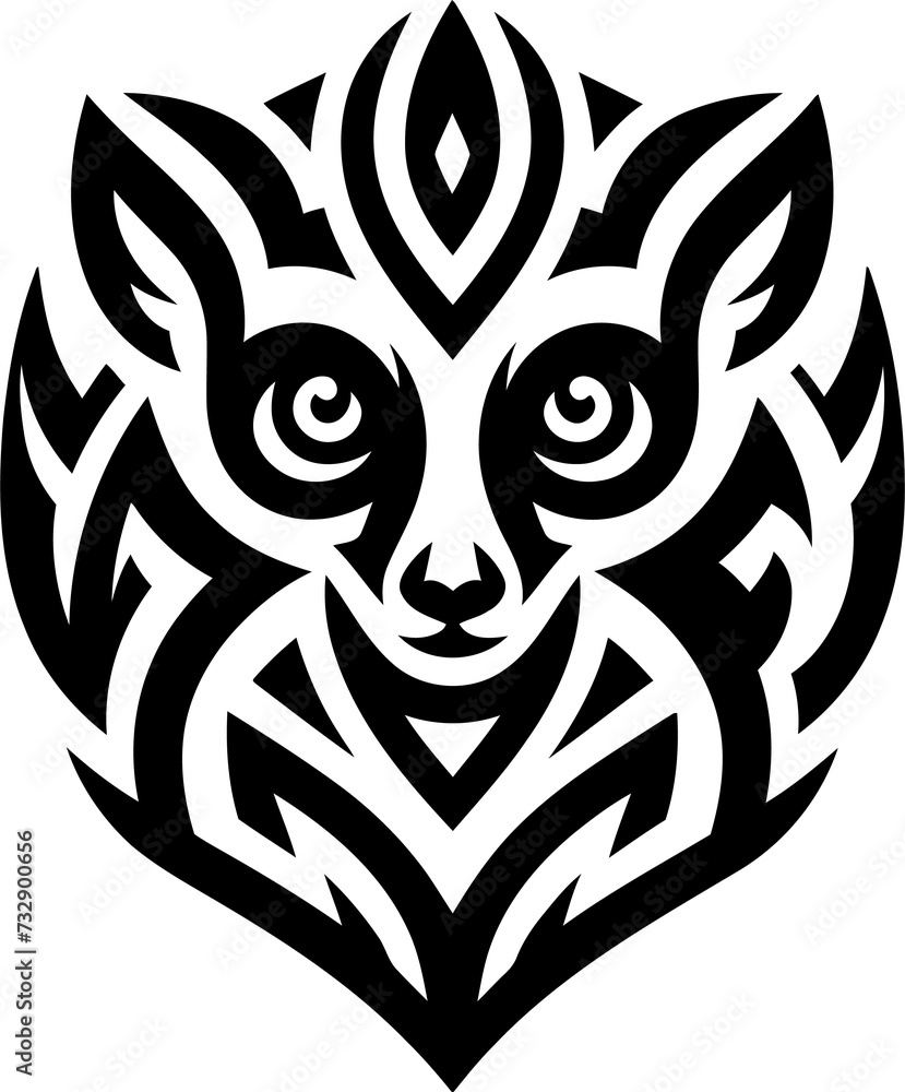 modern tribal tattoo lemur, abstract line art of animals, minimalist contour. Vector modern tribal tattoo lemur, abstract line art of animals, minimalist contour. Vector