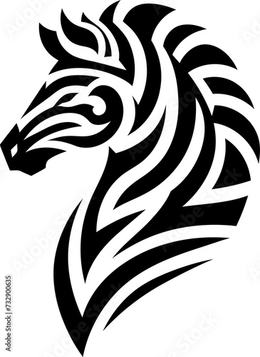 modern tribal tattoo zebra, abstract line art of animals, minimalist contour. Vector