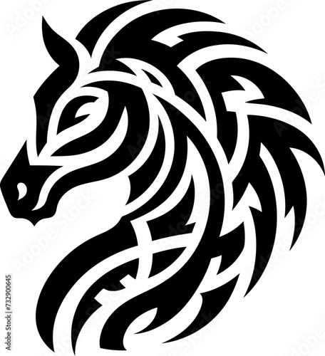 modern tribal tattoo horse, abstract line art of animals, minimalist contour. Vector photo