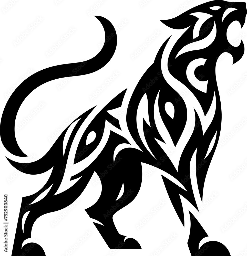 modern tribal tattoo panther, abstract line art of cats and big cats, minimalist contour. Vector modern tribal tattoo panther, abstract line art of cats and big cats, minimalist contour. Vector