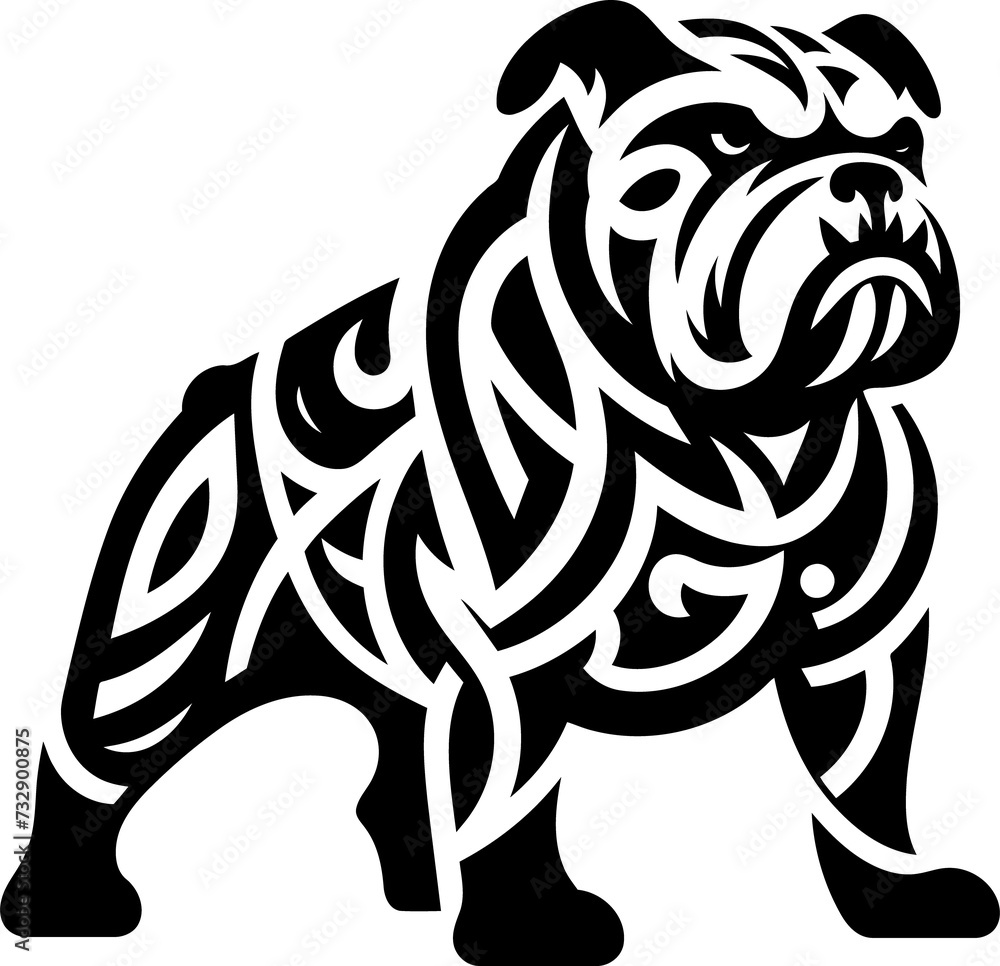 modern tribal tattoo bulldog, dog, abstract line art of animals, minimalist contour. Vector. modern tribal tattoo bulldog, dog, abstract line art of animals, minimalist contour. Vector.