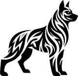 modern tribal tattoo rottweiler dog, abstract line art of animals, minimalist contour. Vector.