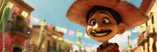 Cinco de Mayo concept for Mexican American holiday. Person wearing western Mariachi cowboy gear and sombrero  © Brian