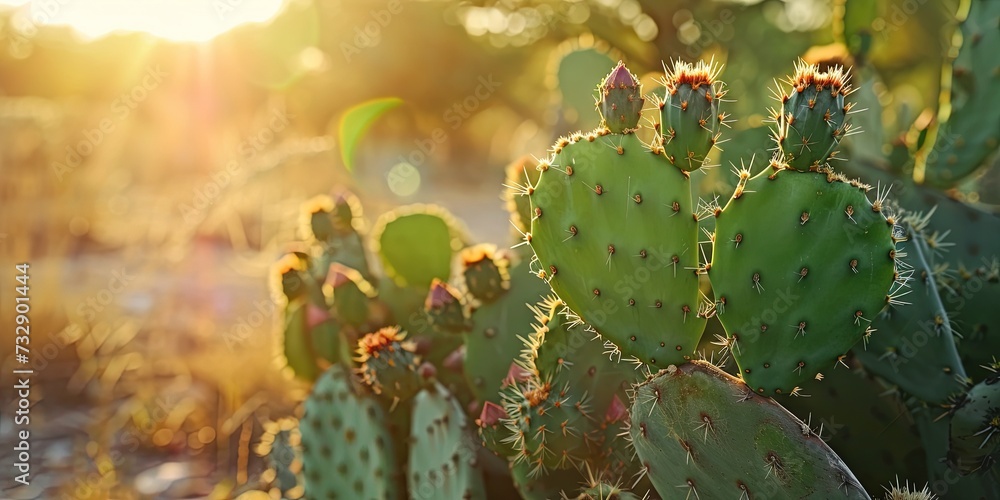 Prickly Pear cactus during harvest season with the bright afternoon sun shining. Prickly Pear cactus during harvest season with the bright afternoon sun shining.