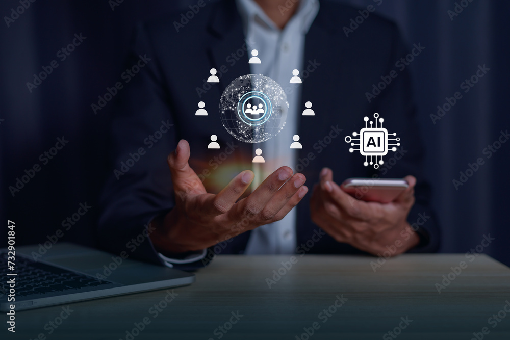 Businessman Holding Hologram Chat Gpt Chatbot Chat With Ai Artificial