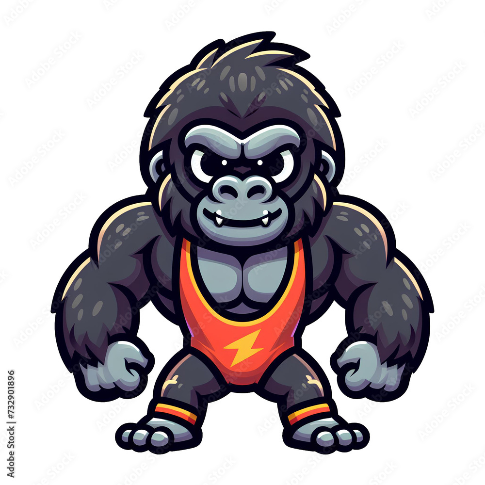 gorillas weightlifter, cartoon style