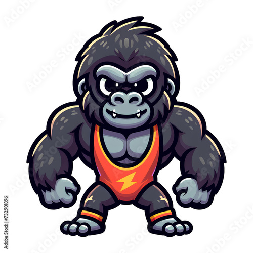 gorillas weightlifter  cartoon style