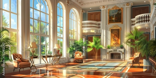Interior of an upper class mansion - luxury and opulence for the ultra wealthy photo
