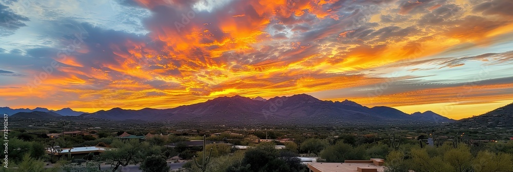 Colorful Arizona sunset in the desert