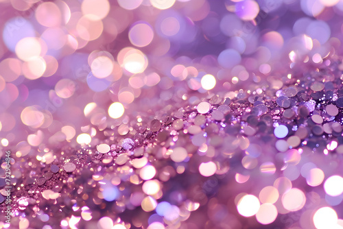 Abstract purple and pink glitter lights background. Circle blurred bokeh. Romantic backdrop for Valentines day, Women's or Mother's day, holiday or event