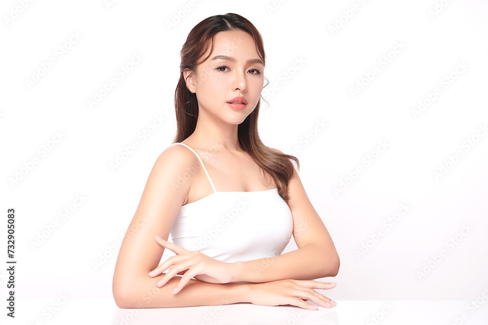 Beautiful young asian woman with clean fresh skin on white background, Face care, Facial treatment, Cosmetology, beauty and spa, Asian women portrait. Beautiful young asian woman with clean fresh skin on white background, Face care, Facial treatment, Cosmetology, beauty and spa, Asian women portrait.