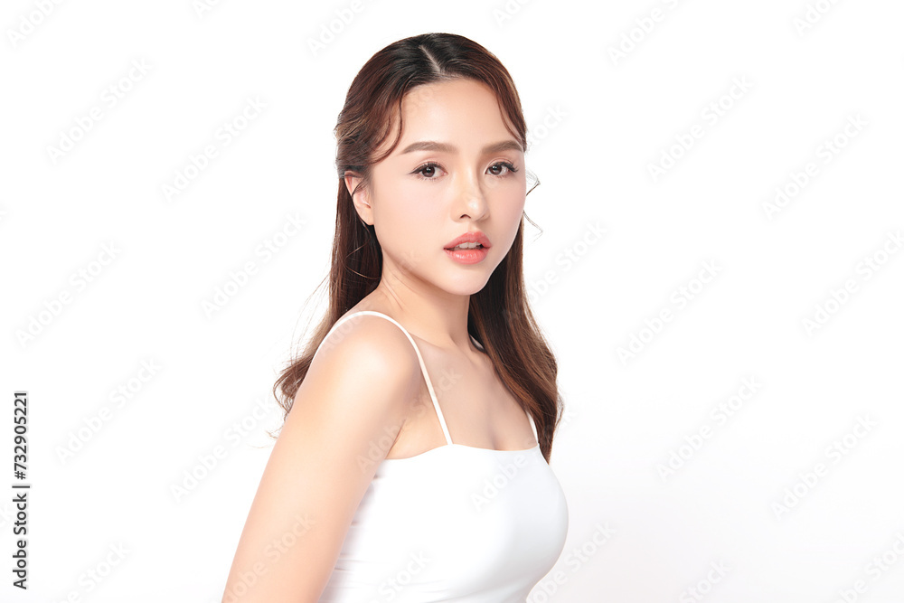 Beautiful young asian woman with clean fresh skin on white background, Face care, Facial treatment, Cosmetology, beauty and spa, Asian women portrait. Beautiful young asian woman with clean fresh skin on white background, Face care, Facial treatment, Cosmetology, beauty and spa, Asian women portrait.