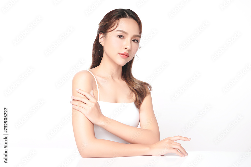 Beautiful young asian woman with clean fresh skin on white background, Face care, Facial treatment, Cosmetology, beauty and spa, Asian women portrait. Beautiful young asian woman with clean fresh skin on white background, Face care, Facial treatment, Cosmetology, beauty and spa, Asian women portrait.