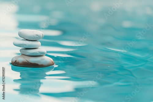 Zen Stones Balanced in Tranquil Water