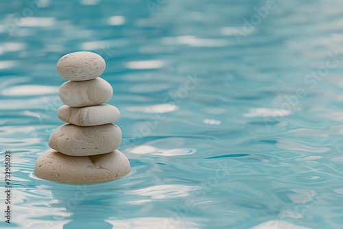 Zen Stones Balanced in Tranquil Water