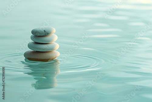 Zen Stones Balanced in Tranquil Water