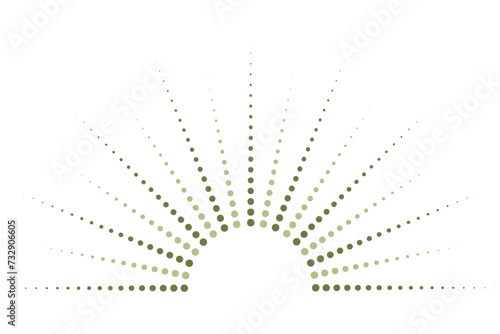 Halftone circle element. Sunburst, sunburst pattern. Radial, radiating lines. Vector illustration, sparkling star and blink