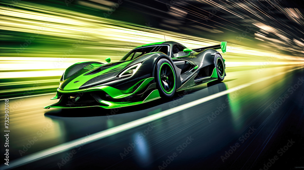 Light Green and Blackupercar on the Track: A Ft and Furio Cinematichot