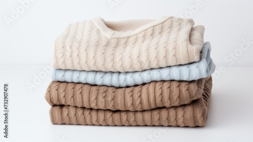 2 folded sweater, white background, photo taken by Canon