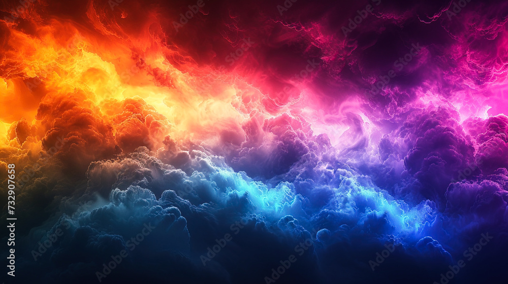 Abstract background colorful clouds, night clouds, Dark Sky Storm A vibrant nature illuminated by flashes of lightning and engulfed in swirling clouds, ultrawide background cover banner