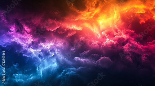 Abstract background colorful clouds  night clouds  Dark Sky Storm A vibrant nature illuminated by flashes of lightning and engulfed in swirling clouds  ultrawide background cover banner