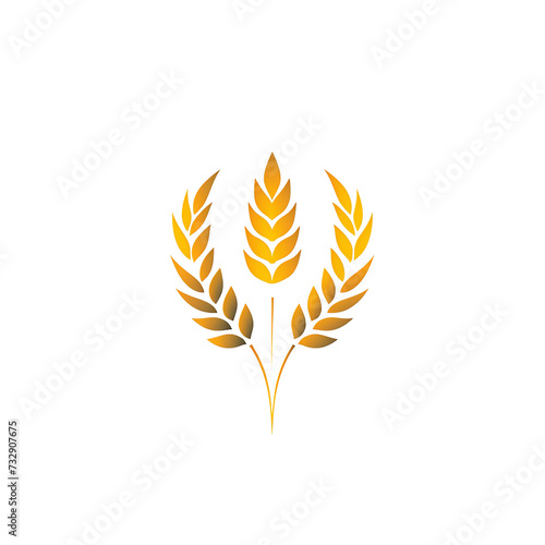Yellow wheat logo symbol on transparent background png.