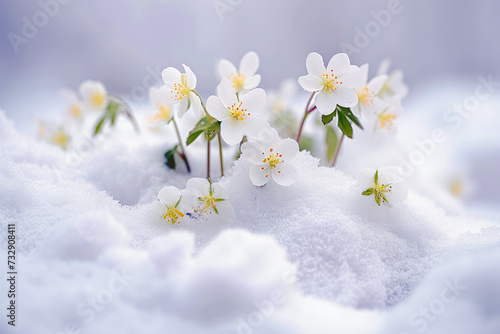 The Presence of Hidden Flowers Within the Snow. Conveys a Quiet Breath of Life from Within the Snow.