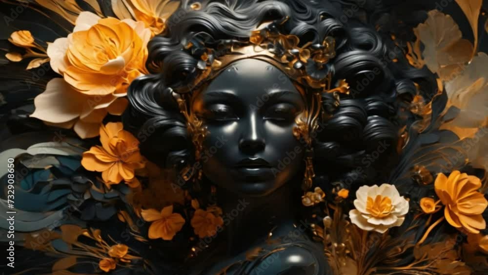 flower women in black background flower women in black background