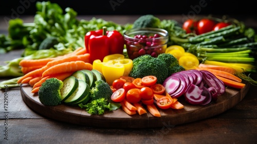 A healthy meal with a colorful assortment of vegetables