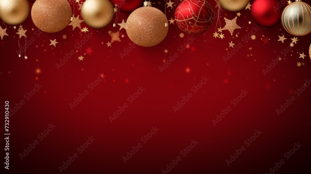A border of festive holiday ornaments and ribbons A border of festive holiday ornaments and ribbons