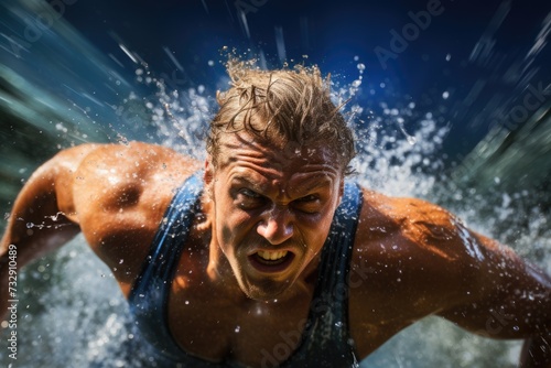 Professional swimmer, swimming, big, in sports equipment, olympic games, professional sports,  © Thuch