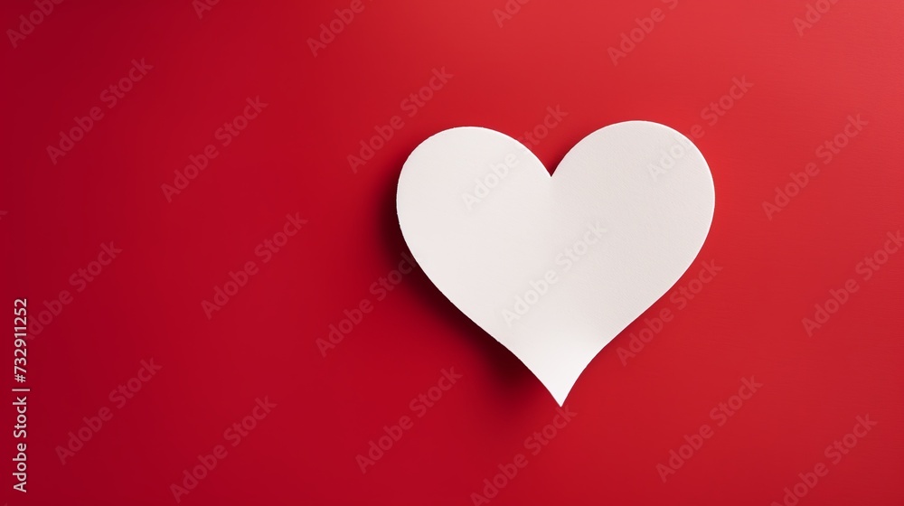 Red heart white paper. love card. Valentine's Day postcard. heart felt