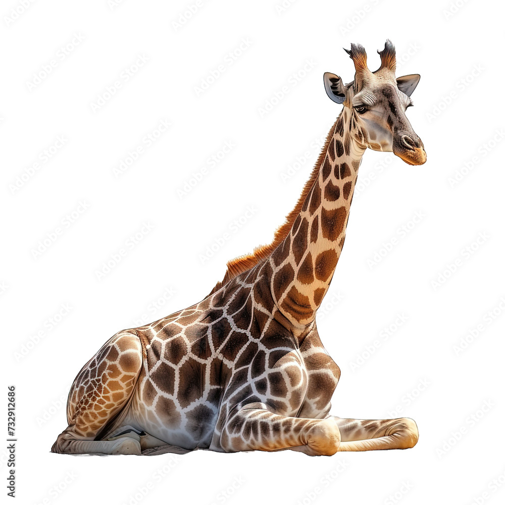Obraz premium Giraffe Laying Down Isolated