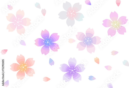 いろいろなグラデーションの桜