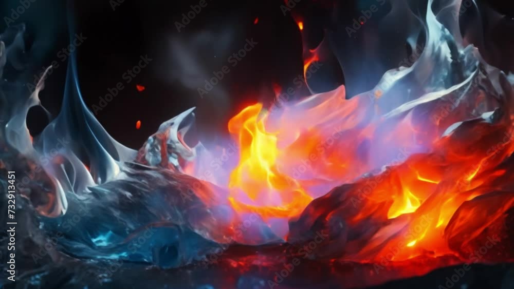 ice and fire abstrack background