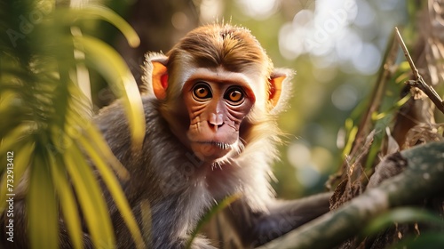 Wild macaque in the jungle, captured in its natural habitat © Elchin Abilov