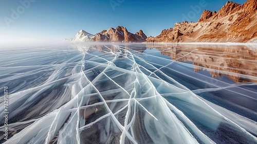 A mesmerizing frozen lake, a sight to behold in winter.