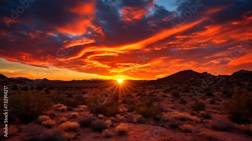 The fiery colors of a desert sunrise