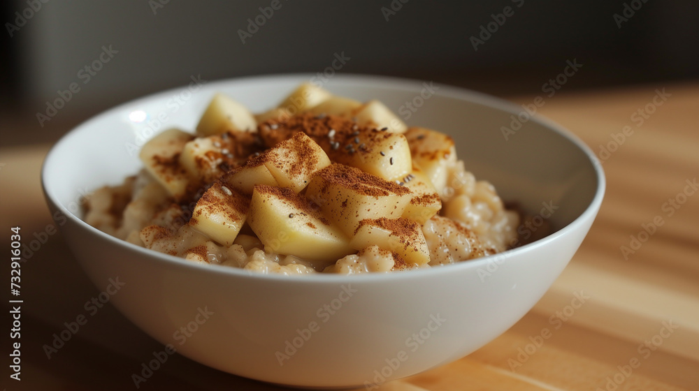 oatmeal with diced apples and cinnamon.