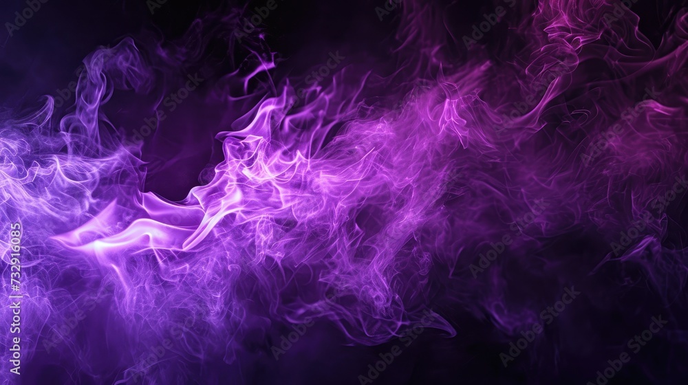 Witness the intense purple fire power against a striking black background. Ai Generated.